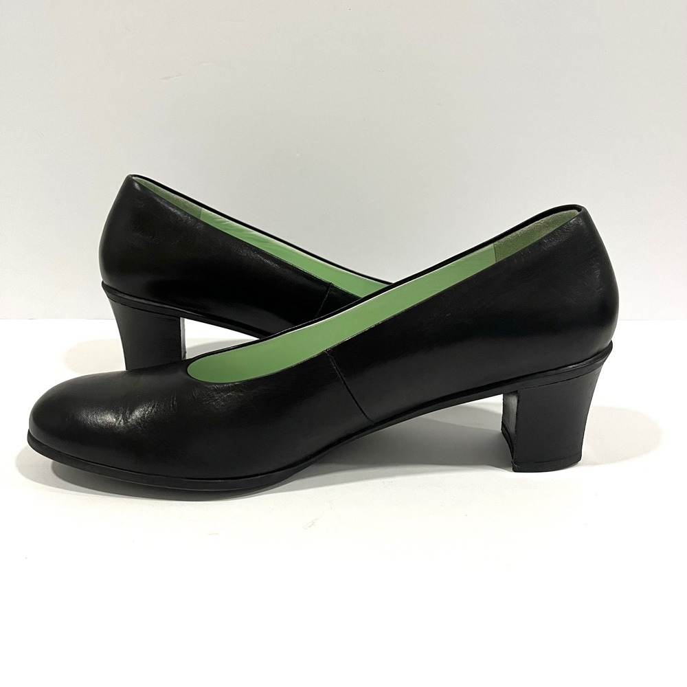Mephisto Women's Black Leather Block Heel Round Toe Heels Shoes Sz US 10 EUR 7.5